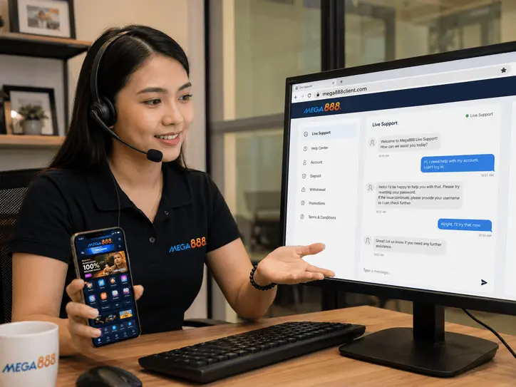 Mega888 Mobile App Interface on Phone