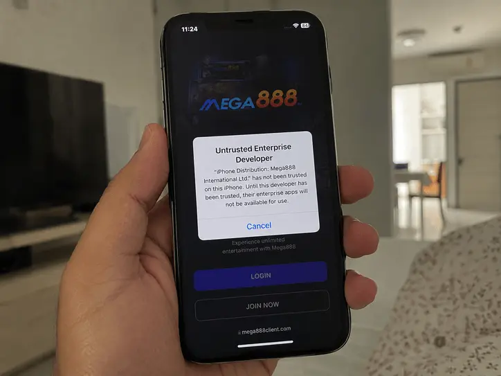 Screenshot of the Untrusted Enterprise Developer Error on iPhone