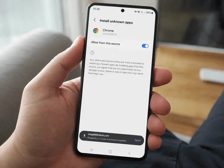 Screenshot showing how to enable Unknown Sources for Mega APK on Android